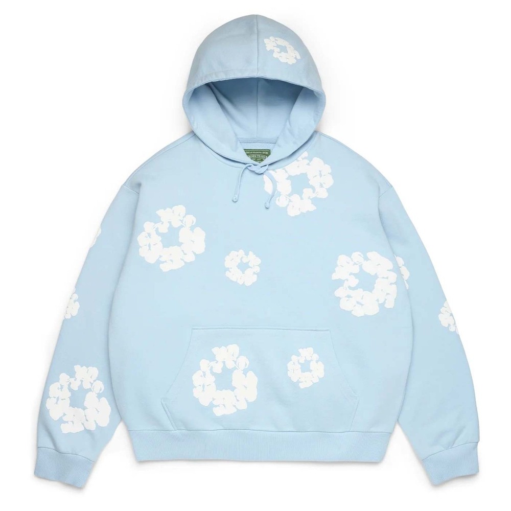 Denim Tears Mono Cotton Wreath Hoodie In Blue Size Medium New With Tags